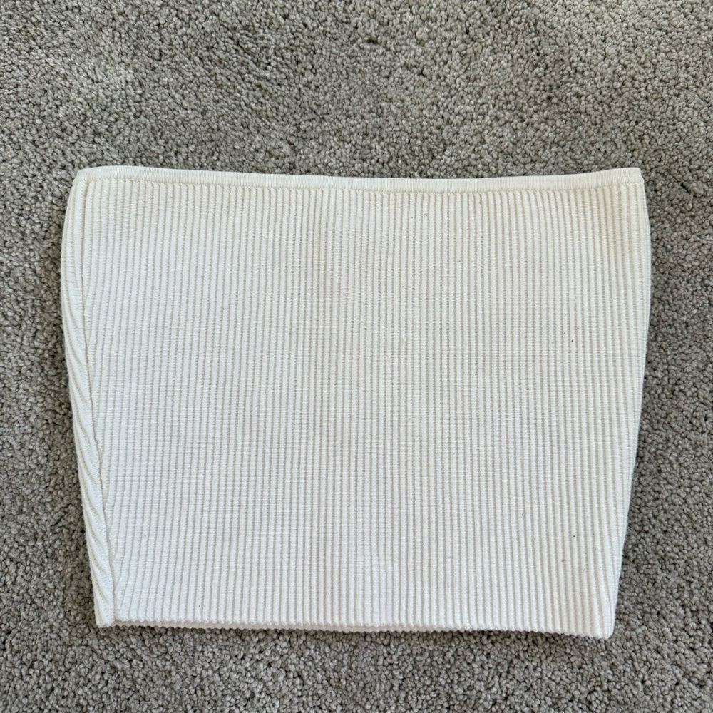 Babaton White Ribbed Tube Top